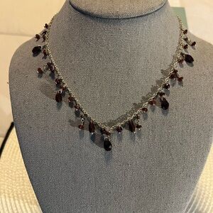 SILPADA RARE Vintage Tear Drop Natural Garnet Sterling Silver Necklace